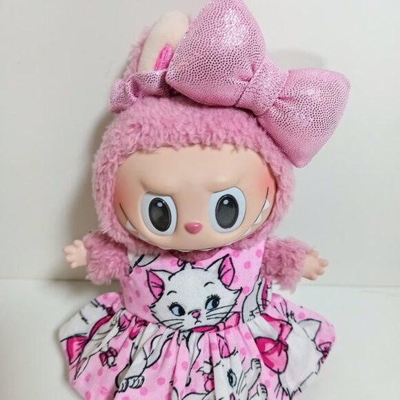 Labubu Disney Aristocats Marie Dress with Matching Metallic Pink Bow Outfit - Picture 4 of 7
